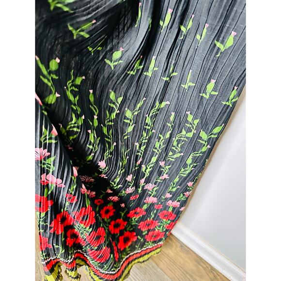 SABRINA MUSAYEV Black Red Floral Print Selina Front Twist Cut-Out Dress Size XL - Picture 8 of 15